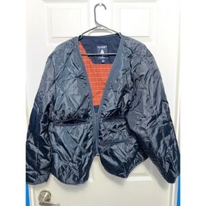 Roundtree & Yorke Outdoors Mens XL Quilted Liner Jacket Navy Blue Plaid Lined